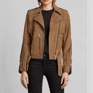 All Saints Balfern Tan Suede Jacket
